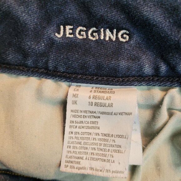 American Eagle Jeans 6 R Jegging Low Rise Super Stretch Dark Wash Denim - Picture 5 of 11